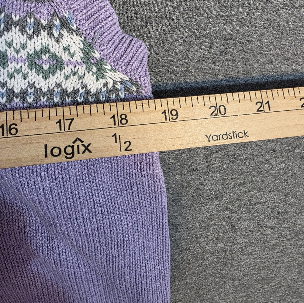 Vintage Old Navy Lavender Knit Sweater Vest Argyle Print Womens Xl Cottagecore - Picture 4 of 6